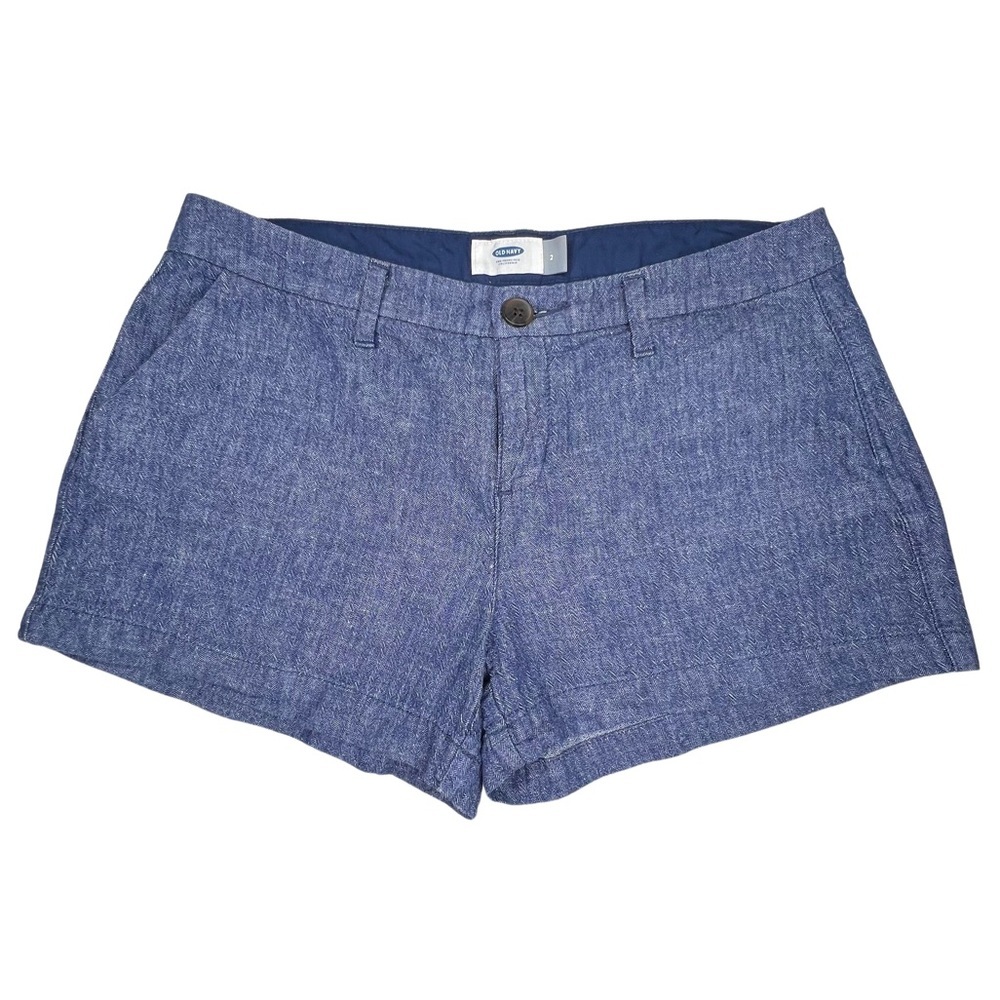 Old Navy Shorts Everyday Linen Blend 3 Inch Inseam Indigo Blue 2 508076